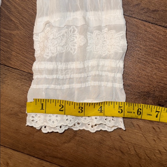 Johnny Was Size Extra Small Egg Shell Off White Sheer Tunic Long Sleeve Top Cute - Picture 13 of 15